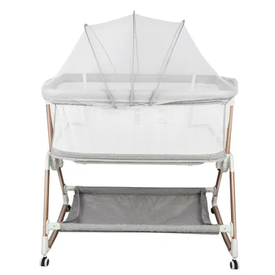 Produktbild von Babybett Beistellbett Schaukelfunktion Babywiege,6-stufige Höhenverstellung, mit Matratze