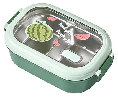 Produktbild von Lunchbox aus Edelstahl, tragbar, auslaufsicher, umweltfreundlich, für Schule und Büro.