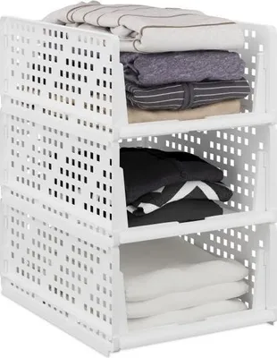 Produktbild von 3er-Pack Schrank-Organizer aus atmungsaktivem Stoff, stapelbar und ausziehbar