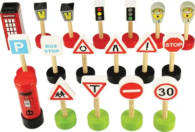 Obrázok produktu pre Bigjigs Rail Drevené autodráhy sada dopravných značiek