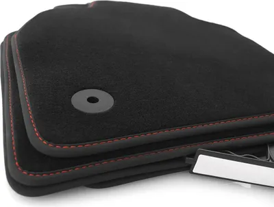 Immagine prodotto di Tappetini adatti per VW Tiguan II set di tappetini per auto in velluto, cuciture rosse, 4 pezzi