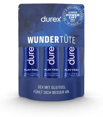 Produktbild von Durex Play Feel Gleitgel - pH freundliches Gleitmittel auf Wasserbasis für Frauen, kondomgeeignet, geeignet für vaginalen oder Solo-Sex 150 ml (3 x 50 ml)