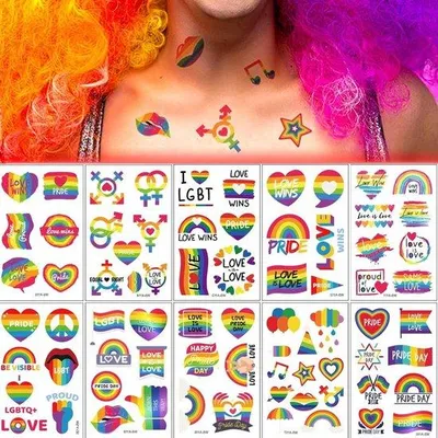 Produktbild von Bunte temporäre Tattoos für Erwachsene und Kinder LGBTQ Sticker
