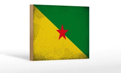 Produktbild von Holzschild Flagge Französisch-Guayana 18x12cm Flag Vintage Dekoration