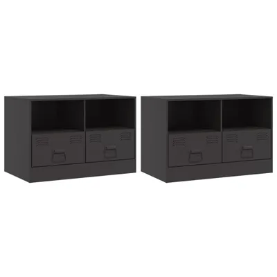 Produktbild von TV-Schränke 2 Stk. Schwarz 67x39x44 cm Stahl
