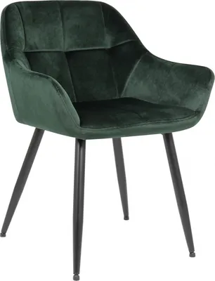 Image de Chaise visiteur CLP Emia avec surpiqûres décoratives, verte, en velours