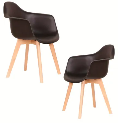 Immagine prodotto di Sedia da pranzo - Sedia con braccioli - Sedia con schienale e braccioli - Sedia da sala da pranzo - Sedia in plastica nera - Set da 2