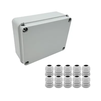 Produktbild von ARLI Set: Abzweigdose  IP67 Aufputz 190 x 145 x 80 mm + 10x Kabelverschraubungen M25 x 1,5 mm