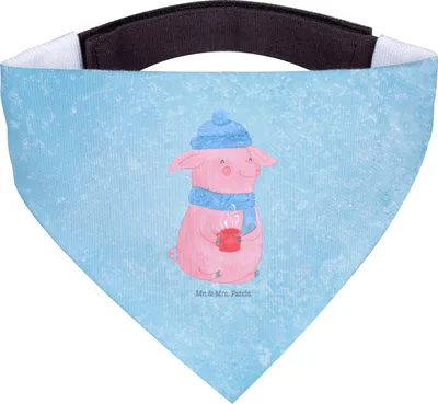 Produktbild von Mr. & Mrs. Panda Hund Halstuch Schwein Glühwein - Eisblau - Geschenk, Bandana für Hunde, Hundebandana, Glühschwein, Weihnachtsmarkt, Weihnachten, Hunde-Halstuch, Punsch
