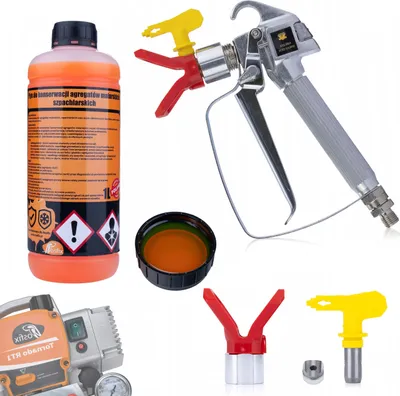 Obrázok produktu pre Rosfix Čistiaca a Údržbová Kvapalina PaintPatron 3v1 1l + Striekacia Pištoľ pre Zariadenie s Tryskou 517 a Krytom Trysky