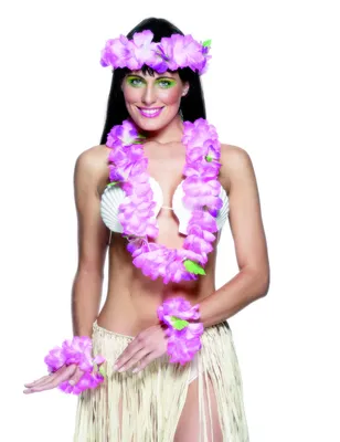 Produktbild von Hawaii Kostümzubehör-Set 4-teilig pink