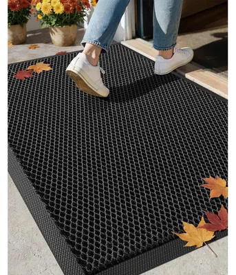 Produktbild von Fußmatte Außen 80x120 cm Schwarz Grau Schmutzfangmatte Wetterfest Rutschfest TPE