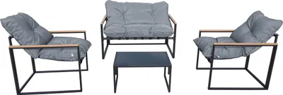 Image de Salon de jardin "Jules" - 4 places - Gris/Noir