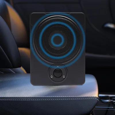 Immagine prodotto di Subwoofer attivo per auto - Subwoofer sotto sedile - 20 cm - 300 W - Amplificatore integrato - Design sottile - Doppia modalità voce e bassi puri