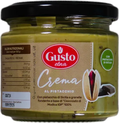 Produktbild von Sizilianische Pistazien-Schokoladencreme Crema al pistacchio 190g - Gusto Etna