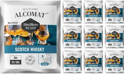 Produktbild von Scotch Whisky Distillers Yeast ALCOMAT Scotch Whisky Alkohol Hefe | Gärhefe | Brennhefe | auf 25/30 Liter  | hohe Alkoholtoleranz, über 15%, 10 Stück
