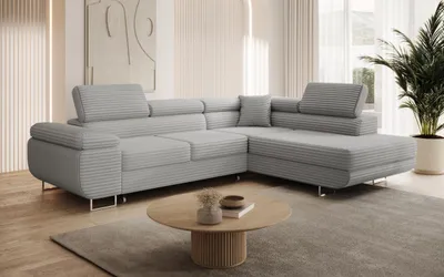 Produktbild von Modernes Ecksofa ASTON mit Schlaffunktion & Bettkasten, Ausziehbare Wohnlandschaft in L-Form, Stauraum, Schlafsofa, Rechts