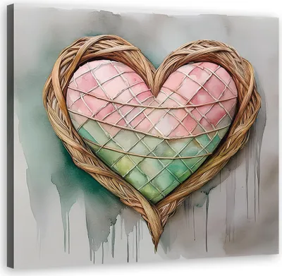 Image de Tableau sur toile Cœur Amour Shabby Chic 30x30 Feeby Rose tableau pour le mur prêt à accrocher