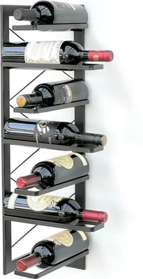 Zdjęcie produktu dla DanDiBo Stojak na wino metalowy czarny narożny ścienny 70 cm narożny stojak na butelki 96292 uchwyt na butelki do montażu na ścianie nowoczesny uchwyt ścienny półka ścienna na 7 butelek