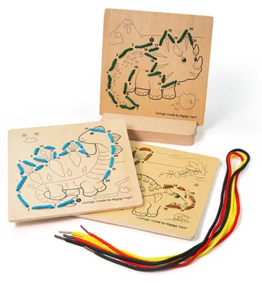 Image de Bigjigs Fil sur numéro Dinosaure en bois