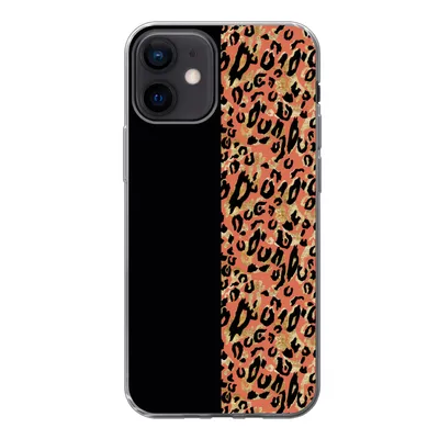 Produktbild von MuchoWow® Handyhülle Schutzhülle Hülle für iPhone 12 Pantherdruck - Gold - Schwarz Silikon Softcase Handy Hülle - Schutzhülle