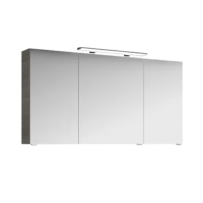 Produktbild von Badezimmer Spiegelschrank FES-4010-66 3-türig mit Kopus Graphit Struktur quer Nb. inkl. LED - B/H/T: 140/71/17cm