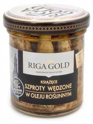 Zdjęcie produktu dla Książęce szproty wędzone w oleju Riga Gold 0,09 kg