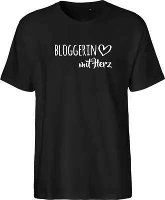 Produktbild von Huuraa Herren T-Shirt Bloggerin mit Herz XXL Black Bio Baumwolle Fairtrade Herrenshirt Geschenkidee