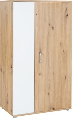 Produktbild von Mehrzweckschrank Garderobenschrank 1 Tür 4 Fächer Weiß Artisan Oak Schrank Regal