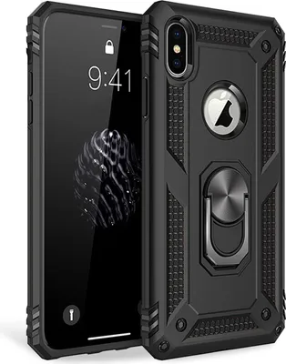 Produktbild von NALIA Ring Handy Hülle für iPhone X XS, 360 Grad Schutz Case Cover Tasche Etui Schwarz