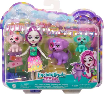 Produktbild von Enchantimals City Tails Dessa Dalmatian, Puppe mit 3 Tier-Figuren
