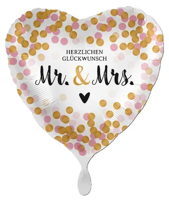 Produktbild von 18"/Ø43cm Herz Folienballon  "Glückwunsch Mr. & Mrs."