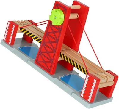 Imagen del producto de Juguete de tren de madera, puente para trenes, modelo de juguete con raíles