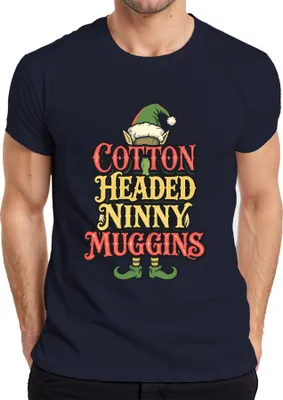 Zdjęcie produktu dla Bawełniana koszulka męska Ninny Muggins Christmas Elf Funny Gift Humour, granatowy, XL