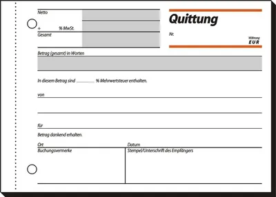 Produktbild von Formularbuch Quittung A6 quer VE=10x50 Blatt