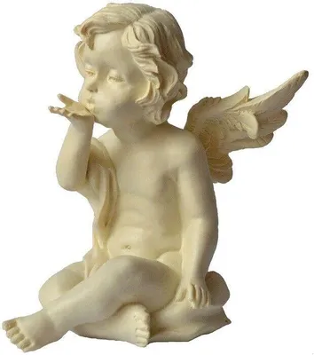 Produktbild von Engel sitzend mit Flügeln und Kusshand  Figur aus Poly  12 cm groß