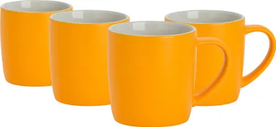 Produktbild von Argon Ta Kaffeetassen in matten Farben – 350 ml – Gelb – 4er-Pack – Robuste Teetasse aus Steingut, spülmaschinen- und mikrowellengeeignet