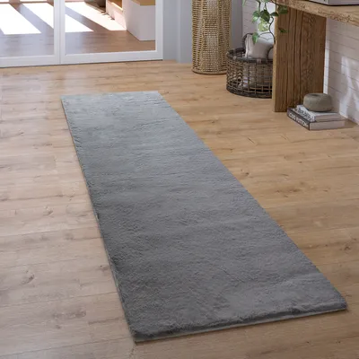 Hochflor Teppich 150x150cm - Flauschig Anti-Rutsch Hellgrau