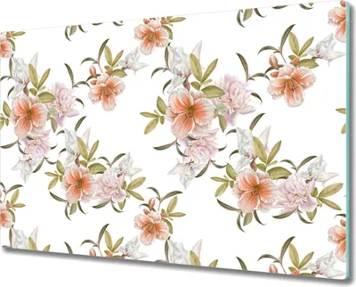 Produktbild von Glas Schneidebrett Herdabdeckplatten Schneideplatten - 80x52 cm - Frühling Blumen