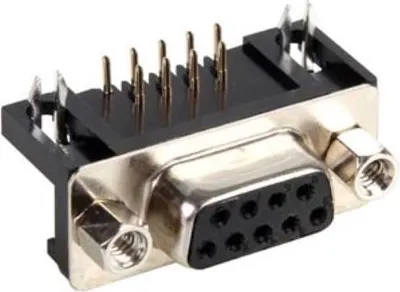 Image de Velleman - CC019 - Connecteur femelle Sub-D à 9 broches, coudé pour circuit imprimé