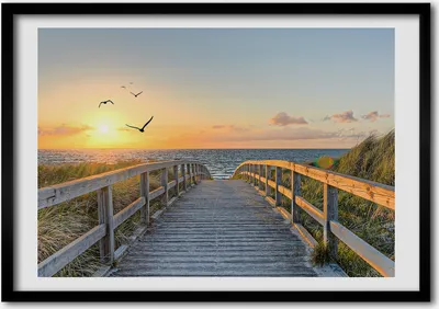 Produktbild von Bild - Bilderrahmen - 100 cm x 70 cm - MDF - Rahmen - Foto - Wandkunst Der Weg zum Strand