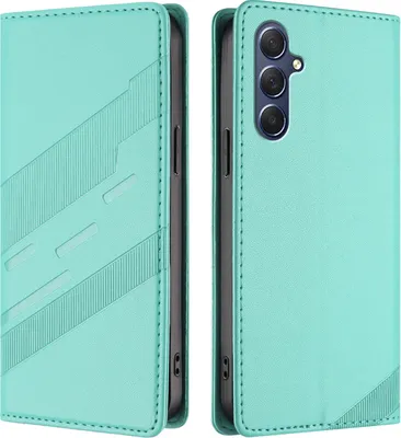 Produktbild von Hülle für Samsung Galaxy M54 5G, Kunstleder Brieftaschen Handyhülle mit Kartenfach und Standfunktion Türkis