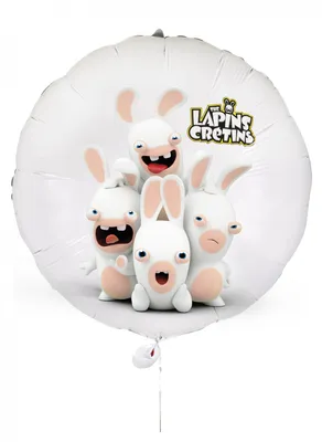 Image de Ballon de fête Raving Rabbids blanc-rose 40 cm - taille unique