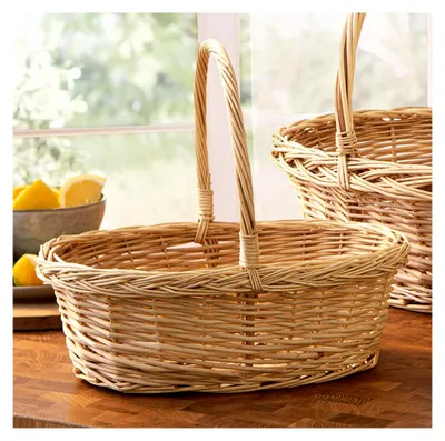 Produktbild von Bügelkorb aus weißer Weide, klein, Geschenkkorb, Pilzkorb, Obstkorb, Tragekorb, Präsentkorb leer