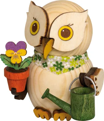 Produktbild von Drechslerei Kuhnert - Mini-Eulen aus Holz - Gärtner - ca. 7 cm groß - als Dekoration oder Geschenk geeignet