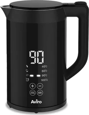 Wasserkocher mit Temperaturregelung, 1,5 L, Schwarz