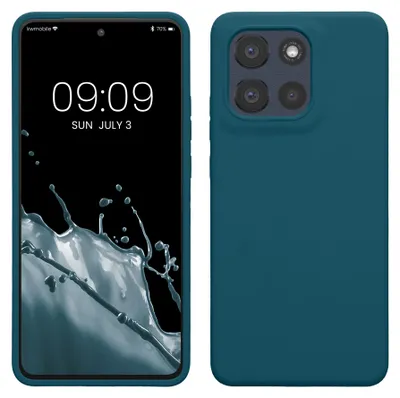 Produktbild von kwmobile Handyhülle für Motorola Moto G86 Power 5G Hülle - Case Silikon - Kabelloses Laden - Schutzhülle Cover in Petrol matt