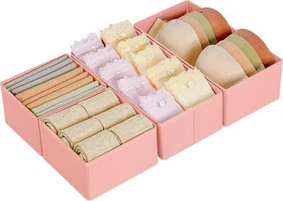 Immagine prodotto di Scatole rosa a 4 scomparti per organizzare i cassetti