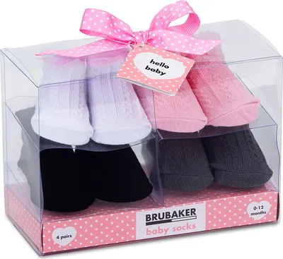 Produktbild von BRUBAKER 4 Paar Babysocken Mädchen 0-12 Monate - in Geschenkverpackung