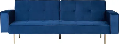 Produktbild von BELIANI Sofa Dunkelblau Samtstoff 3-Sitzer Schlaffunktion Modern Wohnzimmer